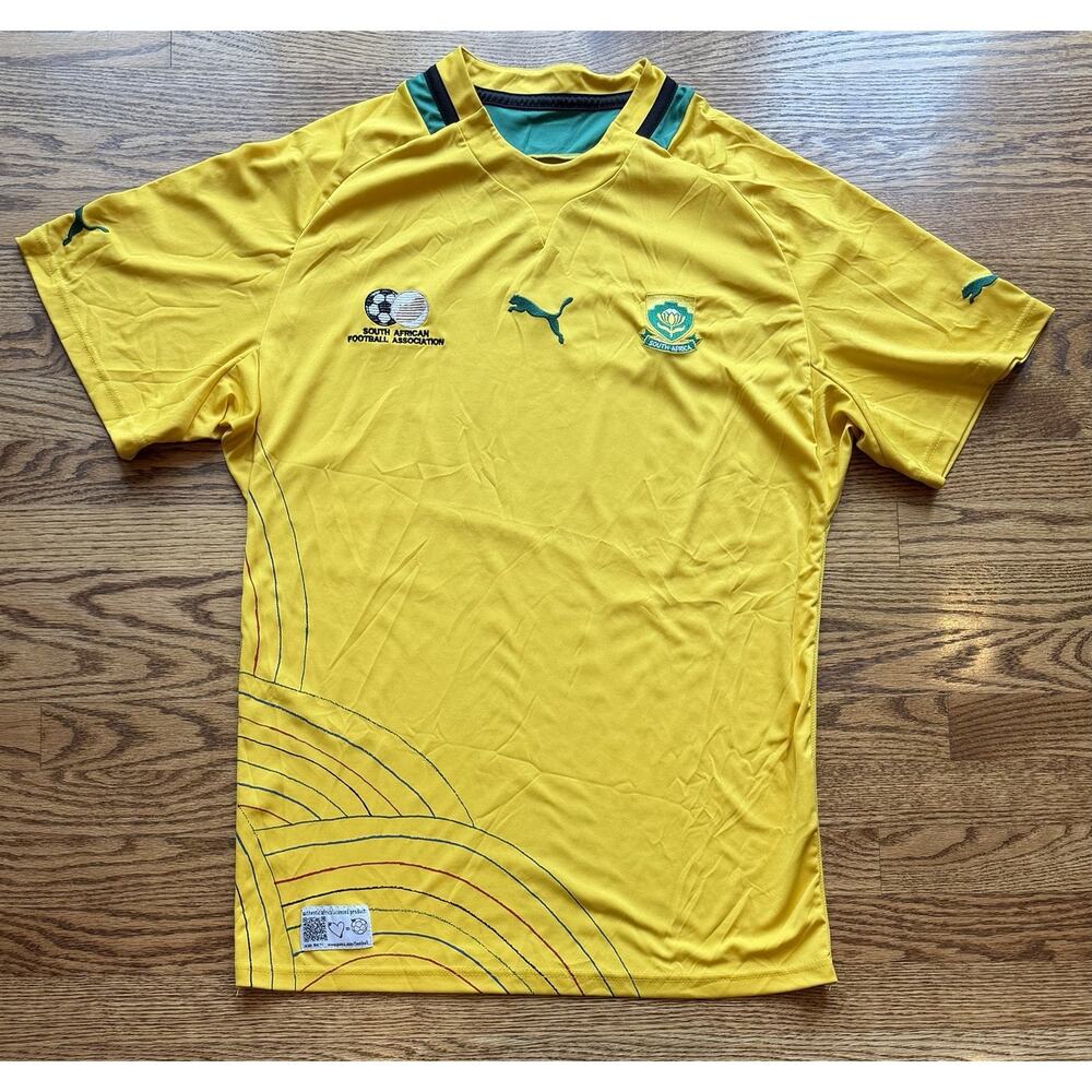 Puma South Africa Bafana Jersey Yellow Soccer Shirt Mens M World Cup Era